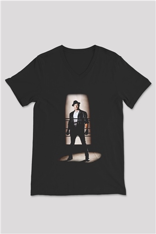 Rocky Siyah Unisex V Yaka Tişört T-Shirt