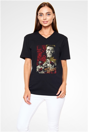 Rocky Siyah Unisex V Yaka Tişört T-Shirt