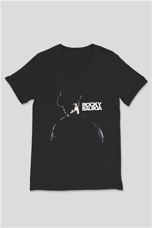 Rocky Siyah Unisex V Yaka Tişört T-Shirt