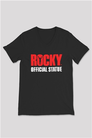 Rocky Siyah Unisex V Yaka Tişört T-Shirt