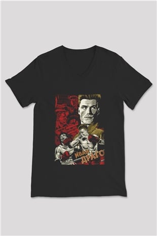 Rocky Siyah Unisex V Yaka Tişört T-Shirt