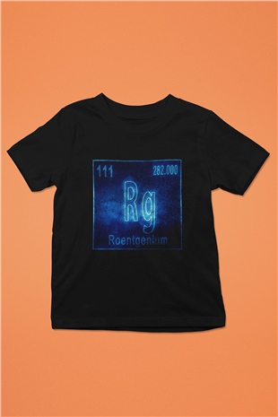 Röntgenyum Atom Numarası Baskılı Unisex Siyah Çocuk Tişört