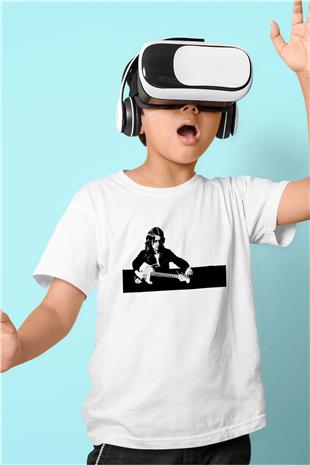 Rory Gallagher Baskılı Beyaz Unisex Beyaz Çocuk Tişört - Tshirt