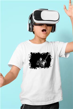 Rory Gallagher Baskılı Beyaz Unisex Beyaz Çocuk Tişört - Tshirt
