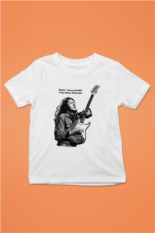 Rory Gallagher Baskılı Beyaz Unisex Beyaz Çocuk Tişört - Tshirt