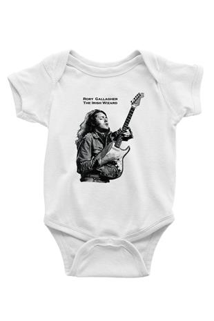 Rory Gallagher Baskılı Beyaz Unisex Bebek Body - Zıbın