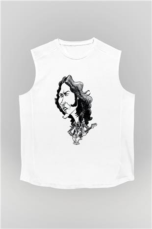 Rory Gallagher Baskılı Beyaz Unisex Kolsuz Tişört - Tshirt