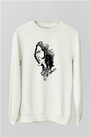 Rory Gallagher Baskılı Beyaz Unisex Sweatshirt