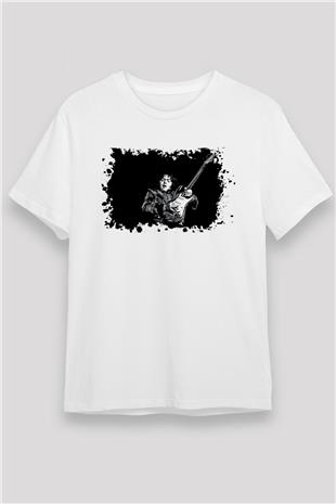 Rory Gallagher Baskılı Unisex Beyaz Tişört - Tshirt