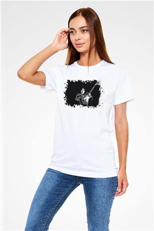 Rory Gallagher Baskılı Unisex Beyaz Tişört - Tshirt