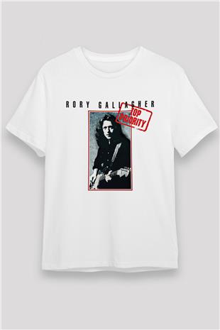 Rory Gallagher Baskılı Unisex Beyaz Tişört - Tshirt