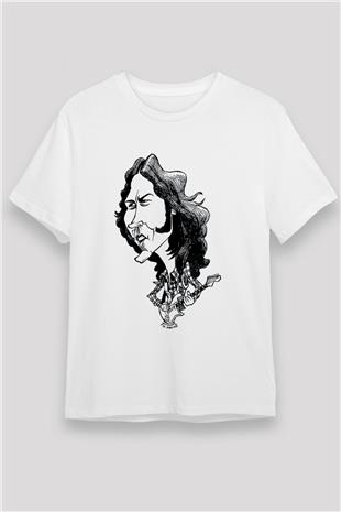 Rory Gallagher Baskılı Unisex Beyaz Tişört - Tshirt