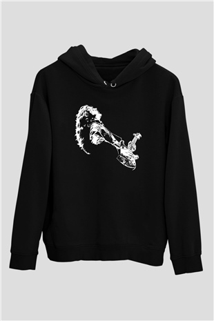 Rory Gallagher Baskılı Unisex Siyah Kapüşonlu Sweatshirt