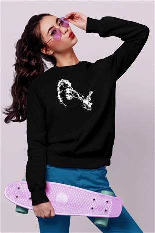 Rory Gallagher Baskılı Unisex Siyah Sweatshirt