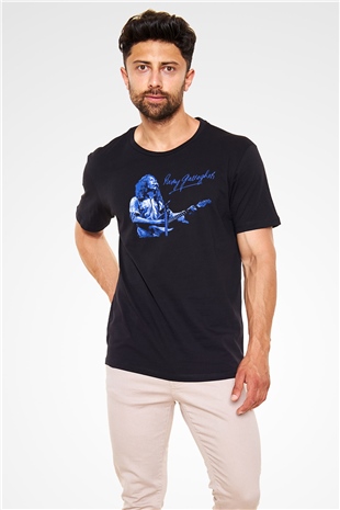Rory Gallagher Baskılı Unisex Siyah Tişört - Tshirt