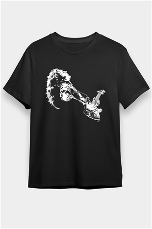 Rory Gallagher Baskılı Unisex Siyah Tişört - Tshirt