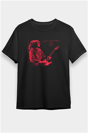 Rory Gallagher Baskılı Unisex Siyah Tişört - Tshirt