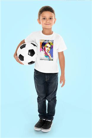 Rosalind Franklin Baskılı Unisex Beyaz Çocuk Tişörtü - Tshirt