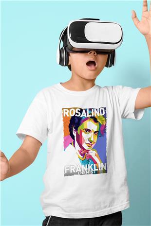 Rosalind Franklin Baskılı Unisex Beyaz Çocuk Tişörtü - Tshirt