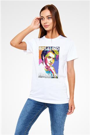 Rosalind Franklin Baskılı Unisex Beyaz Tişört - Tshirt