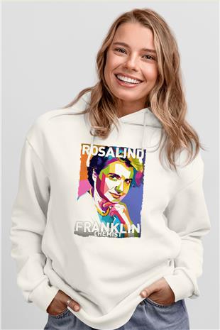 Rosalind Franklin Baskılı Unisex Ekru Hoodie