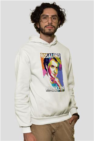 Rosalind Franklin Baskılı Unisex Ekru Hoodie