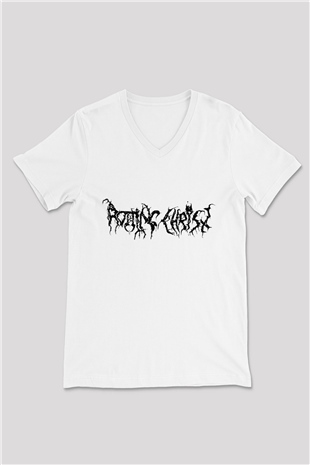 Rotting Christ Beyaz Unisex V Yaka Tişört T-Shirt
