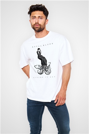 Royal Blood Beyaz Unisex Oversize Tişört T-Shirt