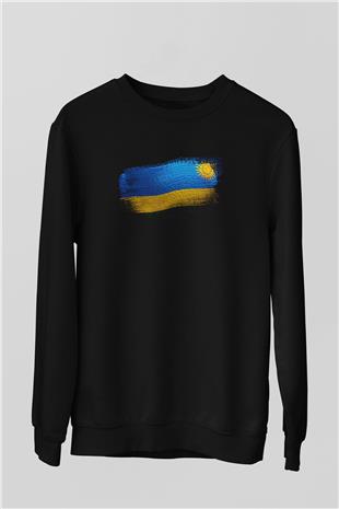 Ruanda - Rwanda Bayrağı Baskılı Unisex Siyah Sweatshirt