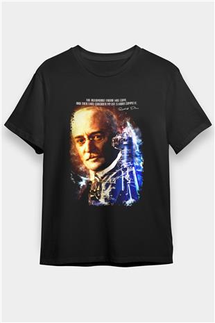 Rudolf Diesel Baskılı Unisex Siyah Tişört - Tshirt