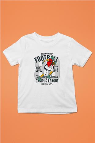 Rugby Baskılı Unisex Beyaz Çocuk Tişört - Tshirt
