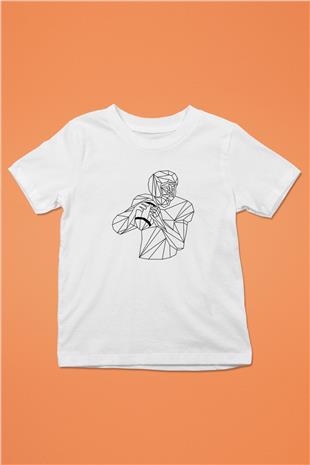Rugby Baskılı Unisex Beyaz Çocuk Tişört - Tshirt