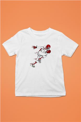 Rugby Baskılı Unisex Beyaz Çocuk Tişört - Tshirt
