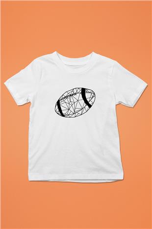 Rugby Baskılı Unisex Beyaz Çocuk Tişört - Tshirt