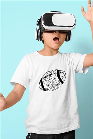Rugby Baskılı Unisex Beyaz Çocuk Tişört - Tshirt