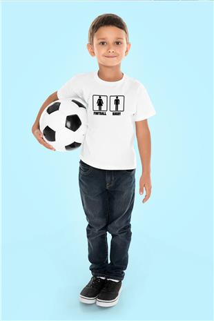 Rugby Baskılı Unisex Beyaz Çocuk Tişört - Tshirt