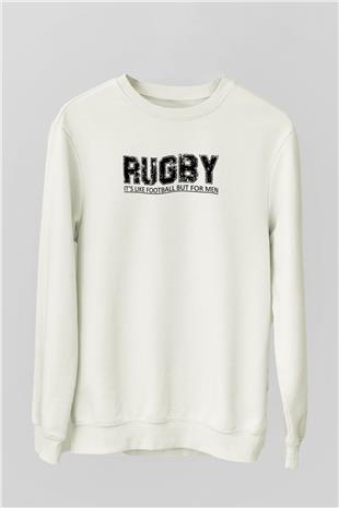 Rugby Baskılı Unisex Ekru Sweatshirt