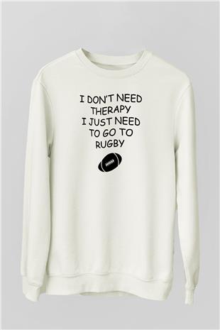 Rugby Baskılı Unisex Ekru Sweatshirt