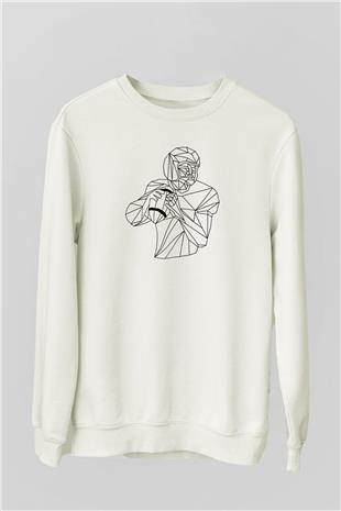 Rugby Baskılı Unisex Ekru Sweatshirt