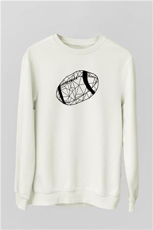 Rugby Baskılı Unisex Ekru Sweatshirt