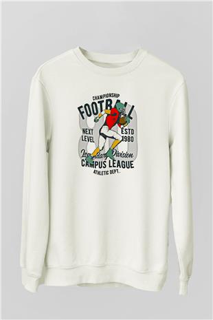 Rugby Baskılı Unisex Ekru Sweatshirt