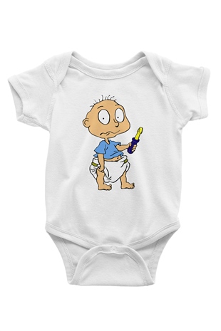 Rugrats Baskılı Beyaz Unisex Bebek Body - Zıbın