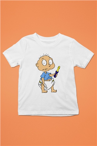 Rugrats Baskılı Beyaz Unisex Çocuk Tişört