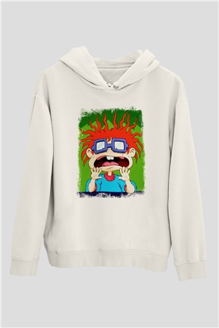 Rugrats Beyaz Unisex Kapşonlu Sweatshirt
