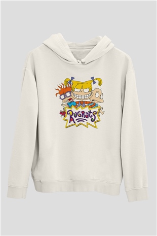 Rugrats Beyaz Unisex Kapşonlu Sweatshirt
