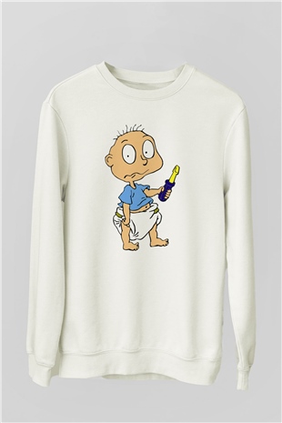 Rugrats Beyaz Unisex Sweatshirt