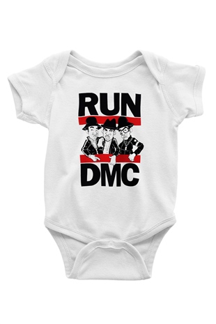 Run DMC Baskılı Beyaz Unisex Bebek Body - Zıbın