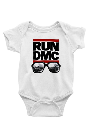 Run DMC Baskılı Beyaz Unisex Bebek Body - Zıbın
