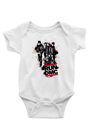 Run DMC Baskılı Beyaz Unisex Bebek Body - Zıbın