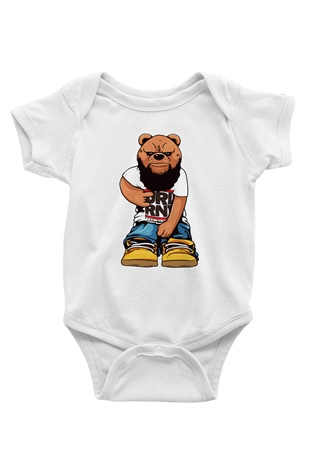 Run DMC Baskılı Beyaz Unisex Bebek Body - Zıbın